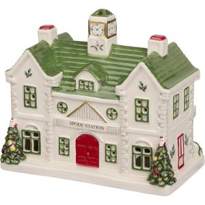imageSpode Christmas Tree Miniature Christmas Village Figural Decoration LED Lighted Christmas Village Set Ceramic Holiday Decor  Dolomite Christmas Collectible for Indoor Display ChurchTrain Station