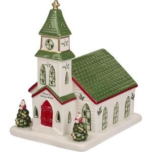 imageSpode Christmas Tree Miniature Christmas Village Figural Decoration LED Lighted Christmas Village Set Ceramic Holiday Decor  Dolomite Christmas Collectible for Indoor Display ChurchChurch