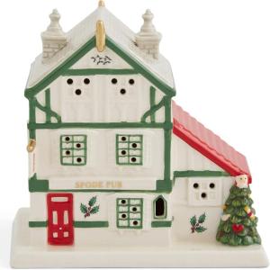 imageSpode Christmas Tree Miniature Christmas Village Figural Decoration LED Lighted Christmas Village Set Ceramic Holiday Decor  Dolomite Christmas Collectible for Indoor Display ChurchPublic House