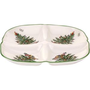 imageSpode Christmas Tree Sculpted Octagonal Platter  14Inch Holiday Serving Platter for Meats Cheeses and Desserts  Dishwasher and Microwave Safe Christmas Dinnerware with Iconic Tree DesignChristmas Tree Sculpted 4 Section Tray