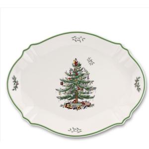 imageSpode Christmas Tree Sculpted Octagonal Platter  14Inch Holiday Serving Platter for Meats Cheeses and Desserts  Dishwasher and Microwave Safe Christmas Dinnerware with Iconic Tree DesignChristmas Tree Oval Platter