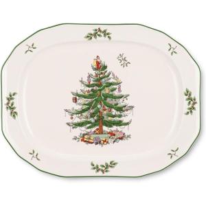 imageSpode Christmas Tree Sculpted Octagonal Platter  14Inch Holiday Serving Platter for Meats Cheeses and Desserts  Dishwasher and Microwave Safe Christmas Dinnerware with Iconic Tree DesignChristmas Tree Sculpted Octagonal Platter
