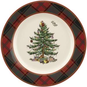 imageSpode Christmas Tree Tartan Salad Plate  775Inch Earthenware Plate Holiday Tableware for Serving Salads Appetizers Desserts  Dishwasher and Microwave Safe Festive Christmas Dinnerware