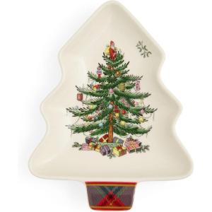 imageSpode Christmas Tree Tartan Spoon Rest 7Inch TreeShaped Holiday Utensil Holder Festive Porcelain Spatula and Ladle Rest Christmas Kitchen Counter Dcor Dishwasher ampamp Microwave  Hostess Gift