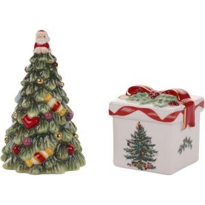imageSpode Christmas Tree Tree and Gifta Salt and Pepper Shaker Set 2Piece Holiday Kitchen ampamp Table Dcor  Festive Home Accent Christmas GiftStocking Stuffer for Collectors ampamp Holiday EnthusiastsChristmas Tree Tree Salt and Pepper Gift Box Set