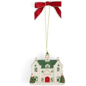 imageSpode Christmas Tree Village Train Station Ornament  LED Lighted Nostalgic Holiday Decor Festive Christmas Ornaments for CollectorsTrain Station