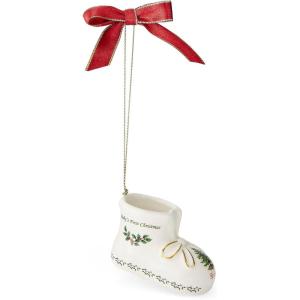 imageSpode Exclusive Holiday Collection Tree Bauble Ornament  Porcelain Christmas Tree Decoration ampamp Centerpiece Red Ribbon ampamp BlackWhite Check Wrap  Festive Keepsake for Gifting ampamp DisplayShoe