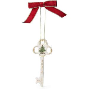 imageSpode Exclusive Holiday Collection Tree Bauble Ornament  Porcelain Christmas Tree Decoration ampamp Centerpiece Red Ribbon ampamp BlackWhite Check Wrap  Festive Keepsake for Gifting ampamp DisplayKey