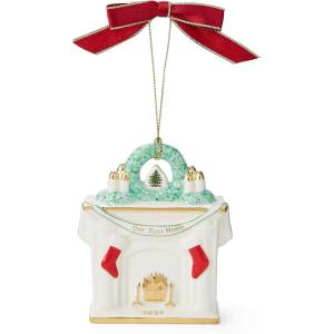 imageSpode Exclusive Holiday Collection Tree Bauble Ornament  Porcelain Christmas Tree Decoration ampamp Centerpiece Red Ribbon ampamp BlackWhite Check Wrap  Festive Keepsake for Gifting ampamp DisplayFireplace 2025