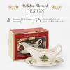 imagePortmeirion Christmas Tree 9 Oz Gravy Boat ampamp Stand  Festive Porcelain Sauce Boat with Tray for Holiday Gatherings Holiday Serveware for Gravy Sauces Syrups  Microwave Dishwasher Oven Safe
