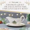 imagePortmeirion Christmas Tree 9 Oz Gravy Boat ampamp Stand  Festive Porcelain Sauce Boat with Tray for Holiday Gatherings Holiday Serveware for Gravy Sauces Syrups  Microwave Dishwasher Oven Safe