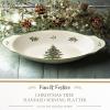 imageSpode Christmas Tree 1225quot Round Handled Serving Platter  Porcelain Serving Plate for Holiday Snacks Appetizers Buffet Displays  Dishwasher Safe  Christmas Dcor ampamp Holiday Gift