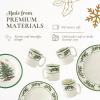 imageSpode Christmas Tree 12Piece Dinnerware Set Service for 4  Festive Holiday Tableware Collection with Plates and Mugs  Fine Earthenware Christmas Dinnerware  Microwave ampamp Dishwasher Safe