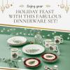 imageSpode Christmas Tree 16Piece Tartan Dinnerware Set Service for 4  Festive Holiday Tableware Collection with Plates Bowls Mugs  Porcelain Christmas Dinnerware  Microwave ampamp Dishwasher Safe