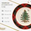 imageSpode Christmas Tree 16Piece Tartan Dinnerware Set Service for 4  Festive Holiday Tableware Collection with Plates Bowls Mugs  Porcelain Christmas Dinnerware  Microwave ampamp Dishwasher Safe