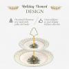 imageSpode Christmas Tree 2Tiered Server 8quot ampamp 10quot  Polka Dot Tiered Tray for Serving Food Cake Desserts Holiday Treats Festive Tableware with Gold Handle Durable Stoneware  Dishwasher Safe
