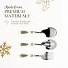imageSpode Christmas Tree 3Piece Stainless Steel Cutlery Set  Porcelain Handle Flatware with Meat Fork Serving Spoon and Slotted Spoon  Holiday Silverware for Christmas Dinners ampamp Seasonal Gatherings