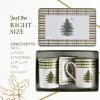 imageSpode Christmas Tree 5Piece Mug ampamp Tin Set  Fine China Mugs ampamp Cork Coasters Holiday Beverage Essentials Festive Gift for Collectors  For Christmas Coffee Cocoa Tabletop DisplayTartan
