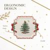 imageSpode Christmas Tree Candy Bowl  75Inch Earthenware Bowl for Candy Nuts Potpourri Holiday Decor  FoodSafe Decorative Design with Santa and Tree Motif  Christmas Gift Festive Tabletop AccentChristmas Tree Ribbons Square Platter
