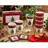 imageSpode Christmas Tree Polka Dot Stackable Mugs Set of 4  Festive 10oz Mugs for Hot Chocolate and Coffee SpaceSaving Design Dishwasher Microwave Freezer Safe  Fine Earthenware Holiday MugsRed
