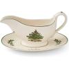 imagePortmeirion Christmas Tree 9 Oz Gravy Boat ampamp Stand  Festive Porcelain Sauce Boat with Tray for Holiday Gatherings Holiday Serveware for Gravy Sauces Syrups  Microwave Dishwasher Oven Safe