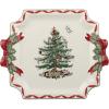 imageSpode Christmas Tree Candy Bowl  75Inch Earthenware Bowl for Candy Nuts Potpourri Holiday Decor  FoodSafe Decorative Design with Santa and Tree Motif  Christmas Gift Festive Tabletop AccentChristmas Tree Ribbons Square Platter