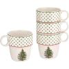 imageSpode Christmas Tree Polka Dot Stackable Mugs Set of 4  Festive 10oz Mugs for Hot Chocolate and Coffee SpaceSaving Design Dishwasher Microwave Freezer Safe  Fine Earthenware Holiday MugsPolka Dots