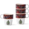 imageSpode Christmas Tree Polka Dot Stackable Mugs Set of 4  Festive 10oz Mugs for Hot Chocolate and Coffee SpaceSaving Design Dishwasher Microwave Freezer Safe  Fine Earthenware Holiday MugsRed