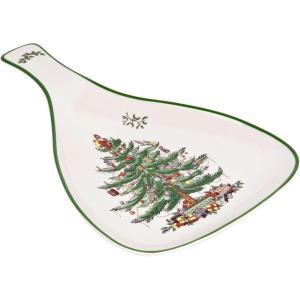 imageSpode Christmas Tree 13quot Large Handled Paddle Porcelain for Kitchen Utensils  MessFree Cooking Holiday Spoon Rest for Kitchen Counter ampamp Stovetop  For Spatula Spoon Tongs
