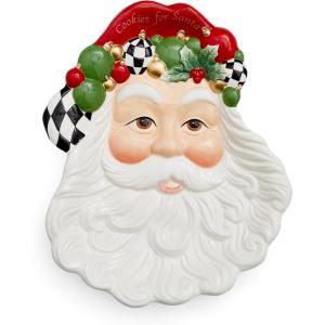 imageSpode Christmas Tree Black and White Santa Cookie Plate  12Inch Holiday Serving Platter for Christmas Eve Holiday Dinners Parties  Festive Christmas Dinnerware with Holly ampamp Ornament Accents