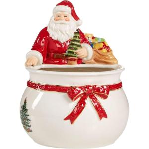 imageSpode Christmas Tree Candy Bowl  75Inch Earthenware Bowl for Candy Nuts Potpourri Holiday Decor  FoodSafe Decorative Design with Santa and Tree Motif  Christmas Gift Festive Tabletop AccentChristmas Tree Santa Candy Bowl