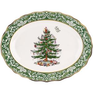 imageSpode Christmas Tree Candy Bowl  75Inch Earthenware Bowl for Candy Nuts Potpourri Holiday Decor  FoodSafe Decorative Design with Santa and Tree Motif  Christmas Gift Festive Tabletop AccentChristmas Tree Embossed Platter