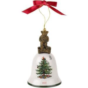 imageSpode Christmas Tree Collection Collectors Teddy Bear Bell Ornament 2022 Hanging Ornament Festive Holiday Dcor Keepsake 45 Inch Made of Dolomite