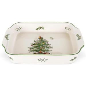 imageSpode Christmas Tree Large Rectangular Handled Dish Deep Baking Pan 15quot x 11quot  Dishwasher Safe Festive Tableware for Holiday Entertaining Christmas Serveware ampamp Seasonal Platters