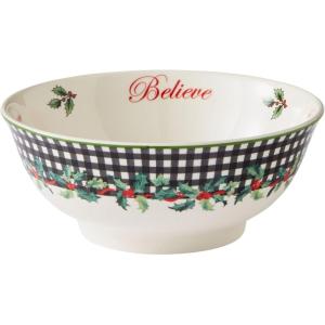 imageSpode Christmas Tree Revere Bowl  Checkered Exterior ampamp Holly Accents Festive Candy Dish or Snack Bowl with Sentiments Inside 6quot Porcelain  Dishwasher ampamp Microwave Safe Great for Gifting ampamp PartiesCheckered