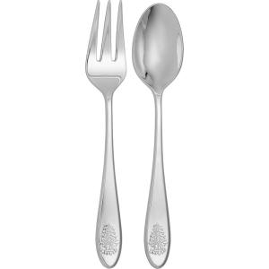 imageSpode Christmas Tree Salad Servers Set of 2  10 Inch Flatware Serving Spoon ampamp Fork Festive Holiday Tableware 1810 Stainless Steel Serving Utensils  Dishwasher Safe Ideal for Holiday Dining