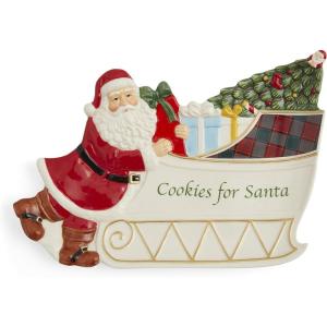 imageSpode Christmas Tree Sleigh Figural Cookies for Santa Platter  12Inch Holiday Serving Plate for Cookies Desserts and Treats  Dolomite Christmas Dinnerware and Dcor  Festive Holiday Gift