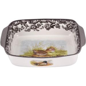 imageSpode Woodland Mallard and Quail Rectangular Handled Dish  12  inch Baking Dish for Lasagna Shepherds Pie and Dinner Dishes  Made from Porcelain  Dishwasher and Oven Safe