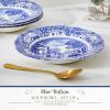 imagePortmeirion Spode Blue Italian Soup Plates Set of 49Inch Earthenware Bowls with Oriental Design Dishwasher ampamp Microwave Safe Tableware for Breakfast Soup Rice Dessert  Blue ampamp White Dinnerware