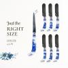 imageSpode Blue Italian Cheese Knife and 6 Spreaders Stainless Steel with Porcelain Handle 475 Inches Jam Spreader Butter and Pastry Knife