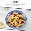 imageSpode Blue Italian Pasta Bowl Set of 49 Inch Shallow Earthenware Serving Bowls with Oriental Border Design  Asian Style Tableware for Salad Pasta Noodles Shared Side Dishes