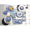 imageSpode Blue Italian Pasta Bowl Set of 49 Inch Shallow Earthenware Serving Bowls with Oriental Border Design  Asian Style Tableware for Salad Pasta Noodles Shared Side Dishes