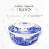imageSpode Blue Italian Round Covered Deep Dish  2Quart Porcelain Serving Dish with Classic Scroll Border ampamp Scenic Countryside Artwork  Elegant Covered Cooking Pot for Entertaining ampamp Dining