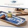 imageSpode Blue Italian Sandwich Tray 13 Inch Rectangular Platter with Handles  Elegant Decorative Serving Dish for Breads Appetizers Fruit  Porcelain Presentation for Entertaining Table Displays
