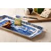 imageSpode Blue Italian Sandwich Tray 13 Inch Rectangular Platter with Handles  Elegant Decorative Serving Dish for Breads Appetizers Fruit  Porcelain Presentation for Entertaining Table Displays