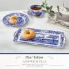 imageSpode Blue Italian Sandwich Tray 13 Inch Rectangular Platter with Handles  Elegant Decorative Serving Dish for Breads Appetizers Fruit  Porcelain Presentation for Entertaining Table Displays
