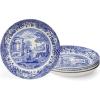 imageSpode Blue Italian Pasta Bowl Set of 49 Inch Shallow Earthenware Serving Bowls with Oriental Border Design  Asian Style Tableware for Salad Pasta Noodles Shared Side Dishes