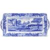 imageSpode Blue Italian Sandwich Tray 13 Inch Rectangular Platter with Handles  Elegant Decorative Serving Dish for Breads Appetizers Fruit  Porcelain Presentation for Entertaining Table Displays