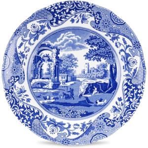 imageSpode Blue Italian 8Inch Salad Dish  Fine Earthenware Serving Plate with Eastern Border Motif  Classic White Center  Microwave Freezer Oven Dishwasher Safe Great for Gifting1