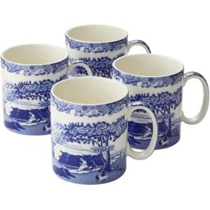 imageSpode Blue Italian Set of 4 Small Mugs 9 Fluid Ounces